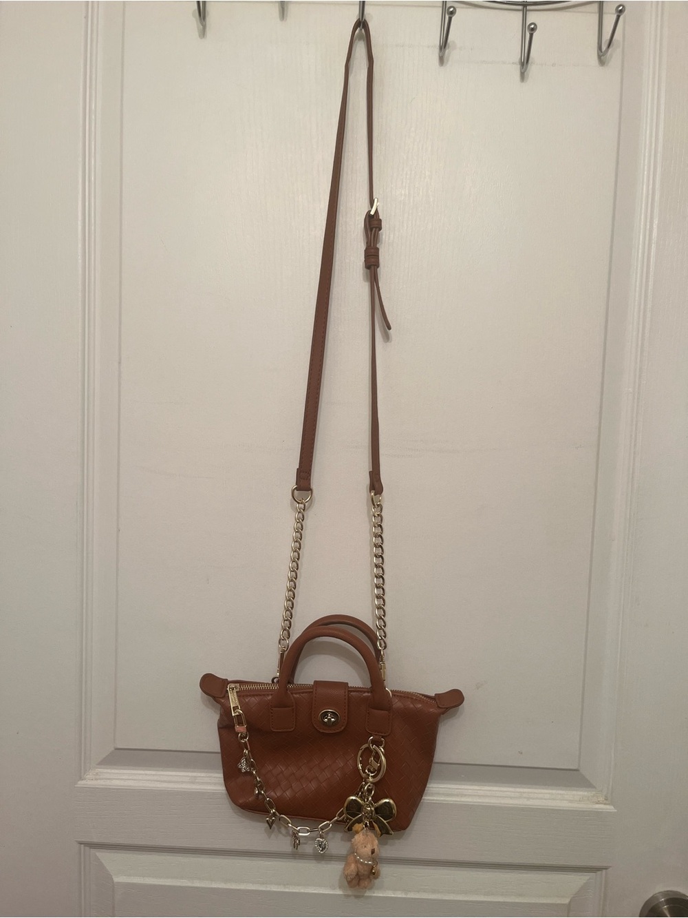 Madden Girl Brown Woven Crossbody Satchel